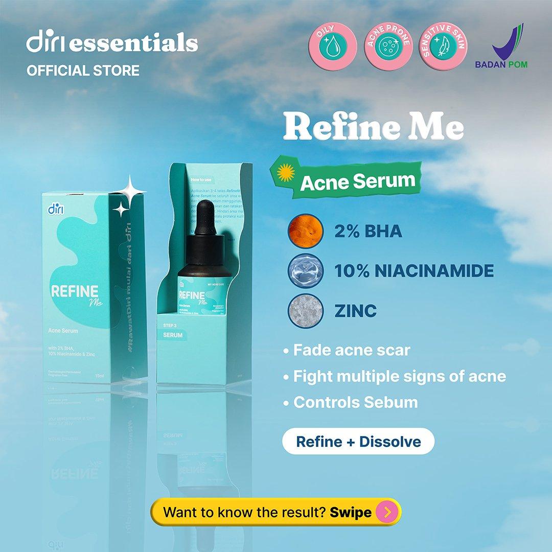 Diri Essentials RefineME Acne Serum with 2% BHA, 10% Niacinamide & Zinc Serum 15 ml Mengurangi Bekas Jerawat