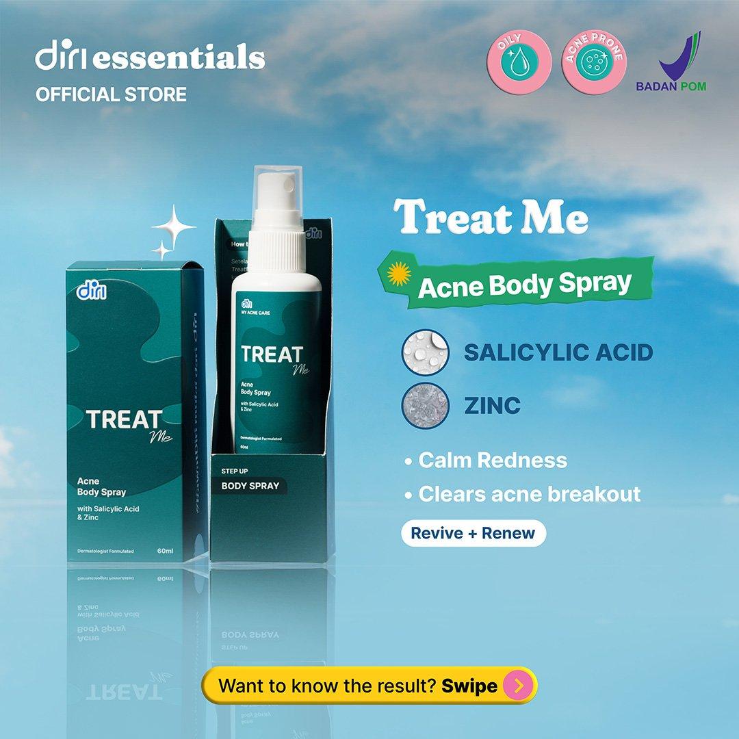 Diri Essentials TreatME Acne Body Spray with Salicylic Acid & Zinc 60 ml Spray Jerawat Badan dan Punggung